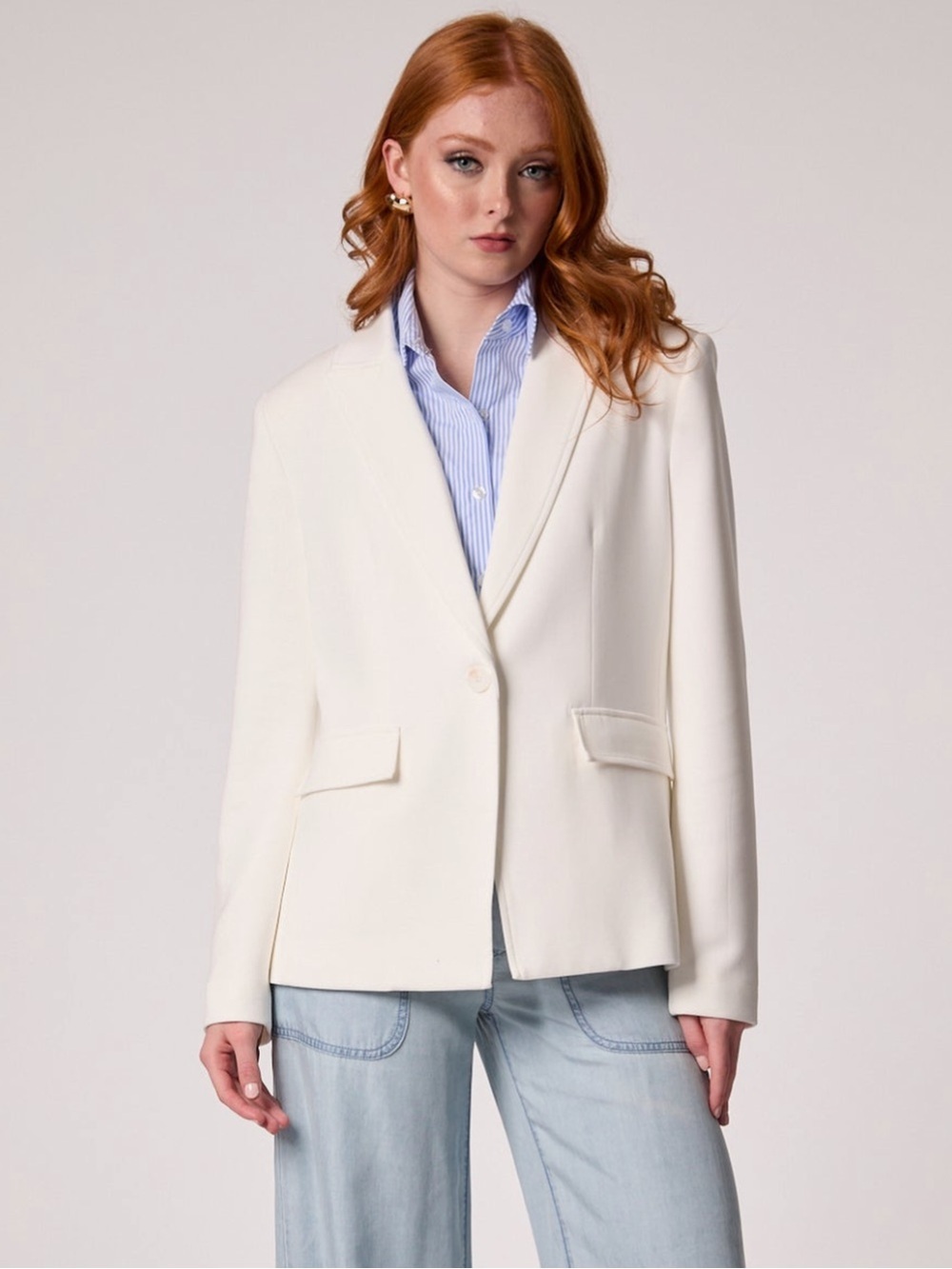 Blue Revival Helen Blazer in Whipped Cream With Removable Shirt Insert Size L